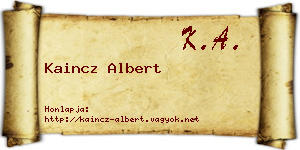 Kaincz Albert névjegykártya